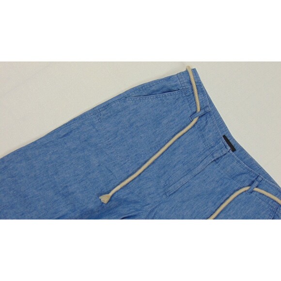 Talbots Capri Pants Womens 10P Blue Nautical Linen Comfort Wide Leg Rope Belt 10 - Picture 3 of 9